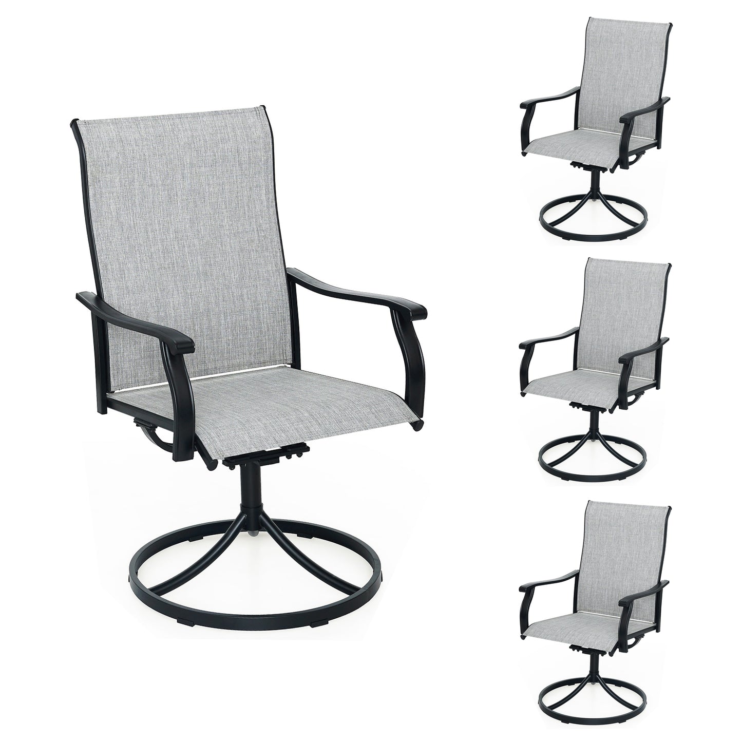 Swivel Patio Dining Chairs with Retro Arm