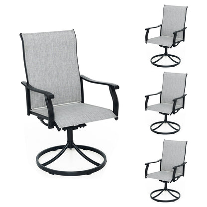 Swivel Patio Dining Chairs with Retro Arm