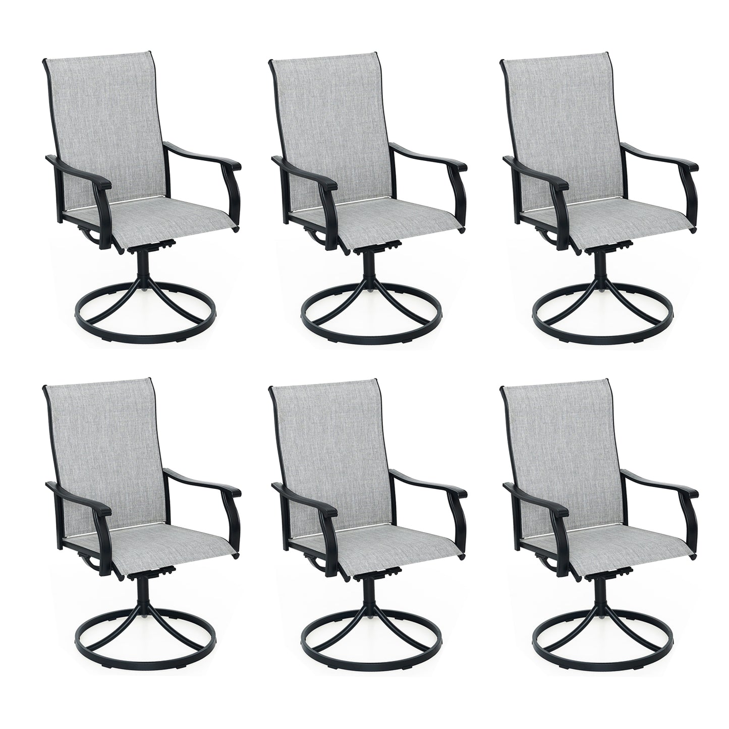 Swivel Patio Dining Chairs with Retro Arm