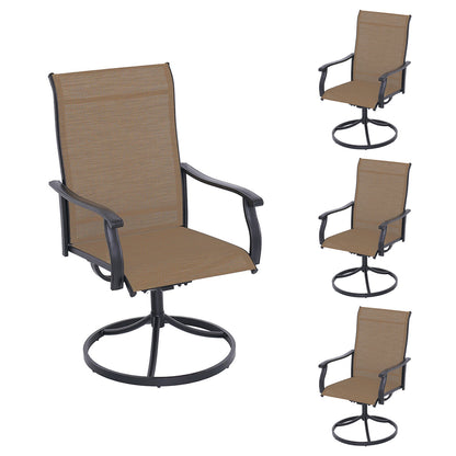Swivel Patio Dining Chairs with Retro Arm