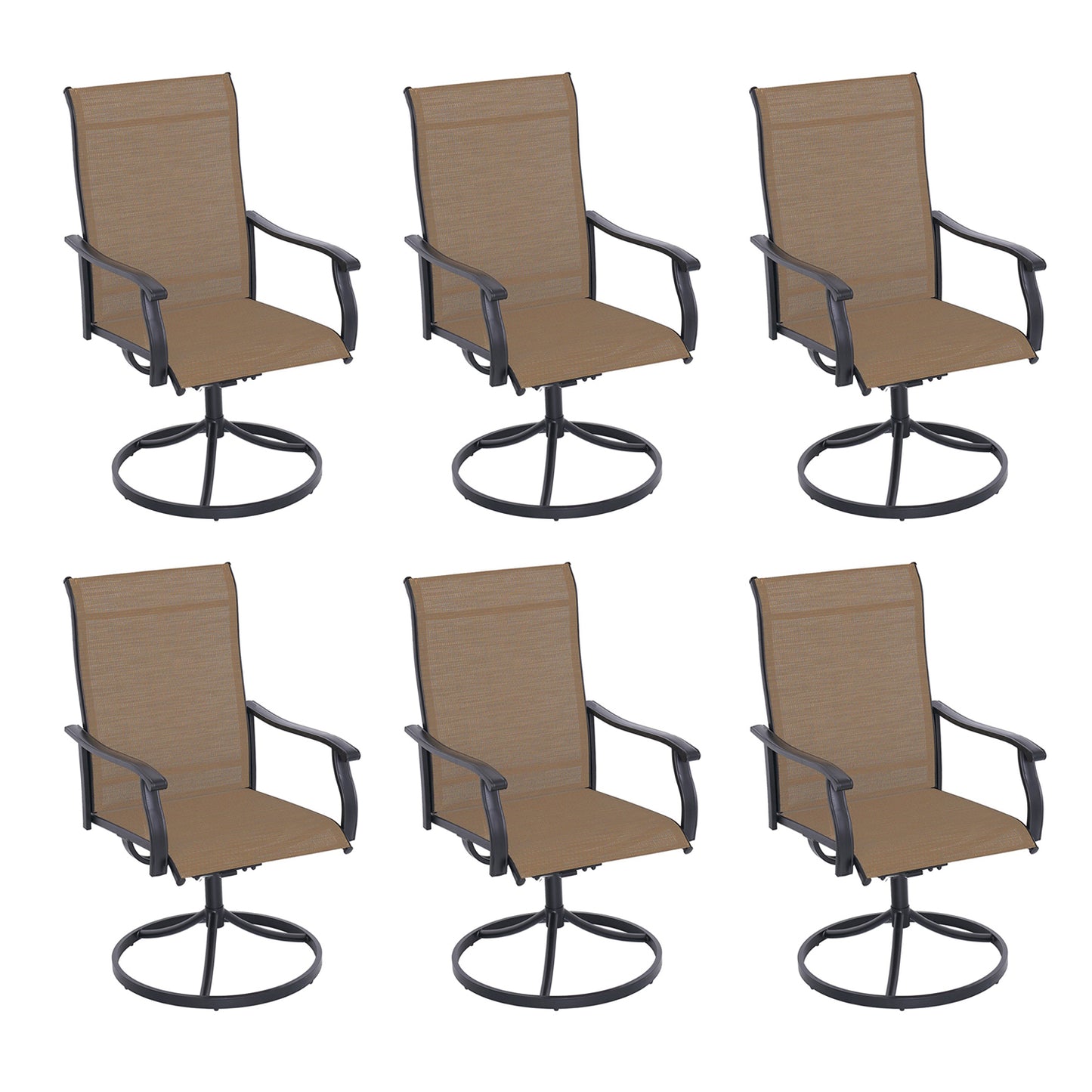 Swivel Patio Dining Chairs with Retro Arm