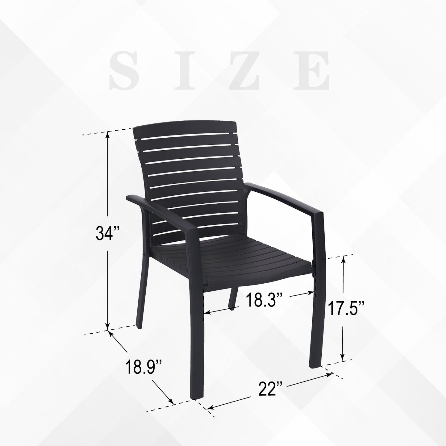 Aluminum and Resin Stackable Patio Dining Chairs