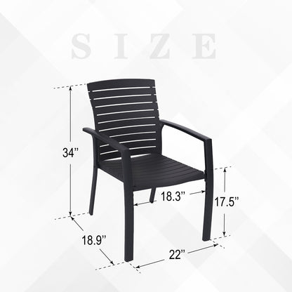 Aluminum and Resin Stackable Patio Dining Chairs