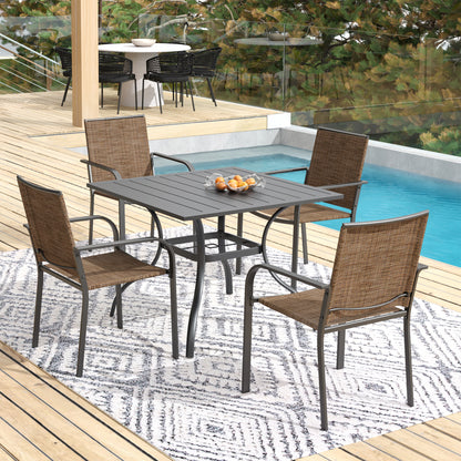 Patio 35" Square Table and  Stackable Chairs Set of 5