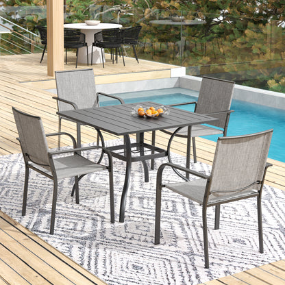 Patio 35" Square Table and  Stackable Chairs Set of 5