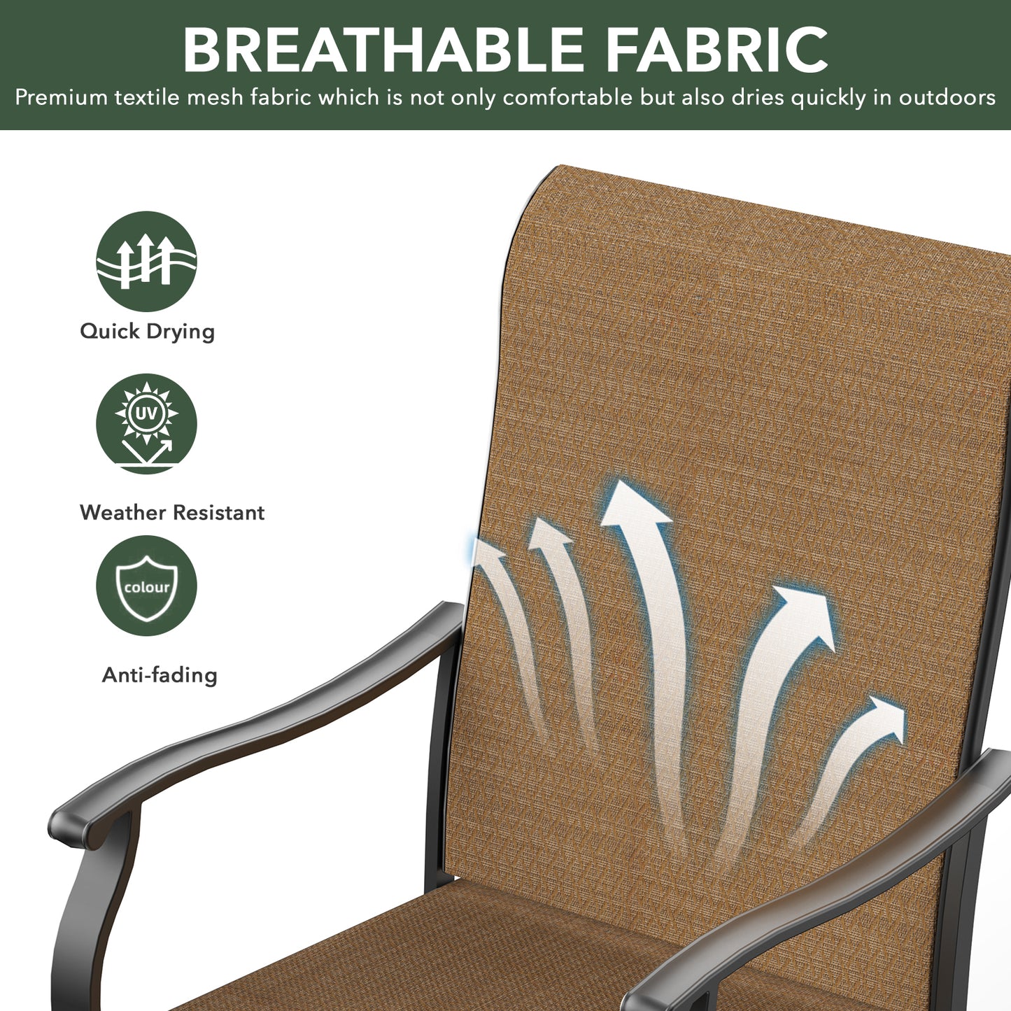 Swivel Patio Dining Chairs with Retro Arm