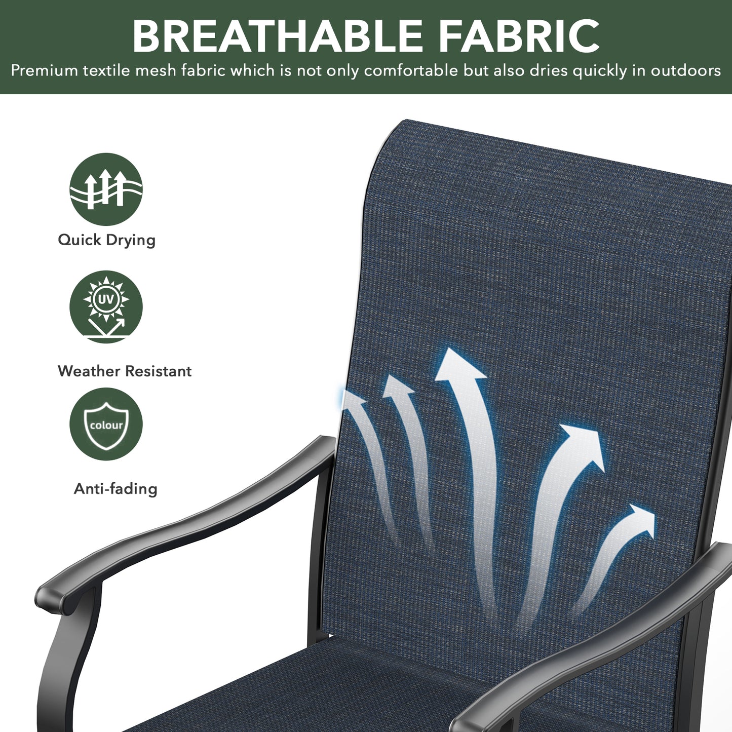 Swivel Patio Dining Chairs with Retro Arm