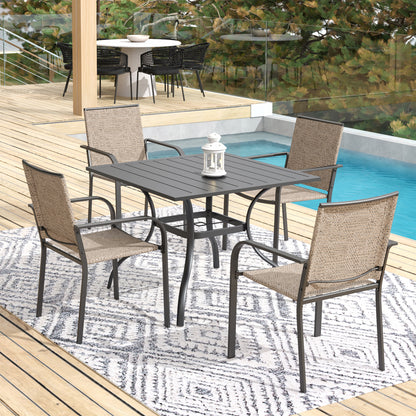 Patio 35" Square Table and  Stackable Chairs Set of 5