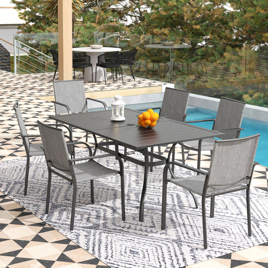 Patio 63" x 38" Rectangle and Stackable Chairs Set of 7