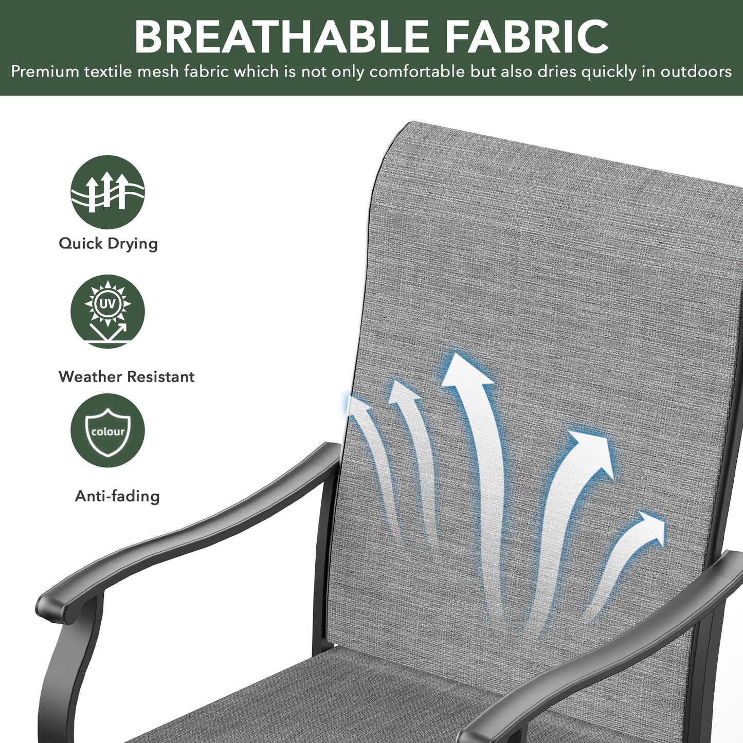 Swivel Patio Dining Chairs with Retro Arm