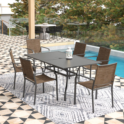 Patio 63" x 38" Rectangle and Stackable Chairs Set of 7