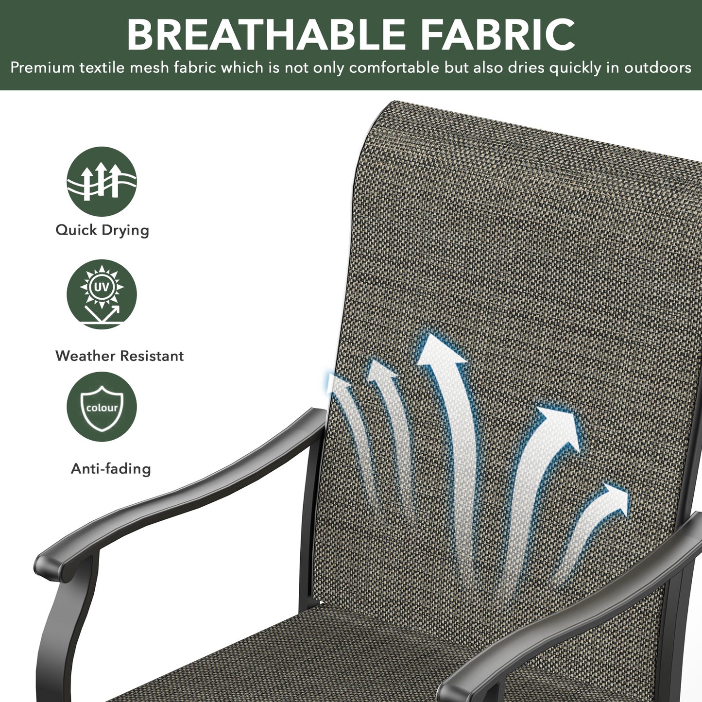 Swivel Patio Dining Chairs with Retro Arm