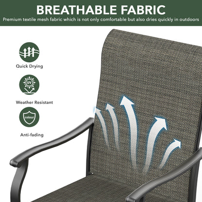 Swivel Patio Dining Chairs with Retro Arm