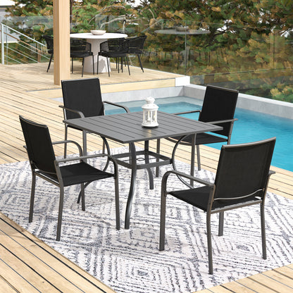 Patio 35" Square Table and  Stackable Chairs Set of 5