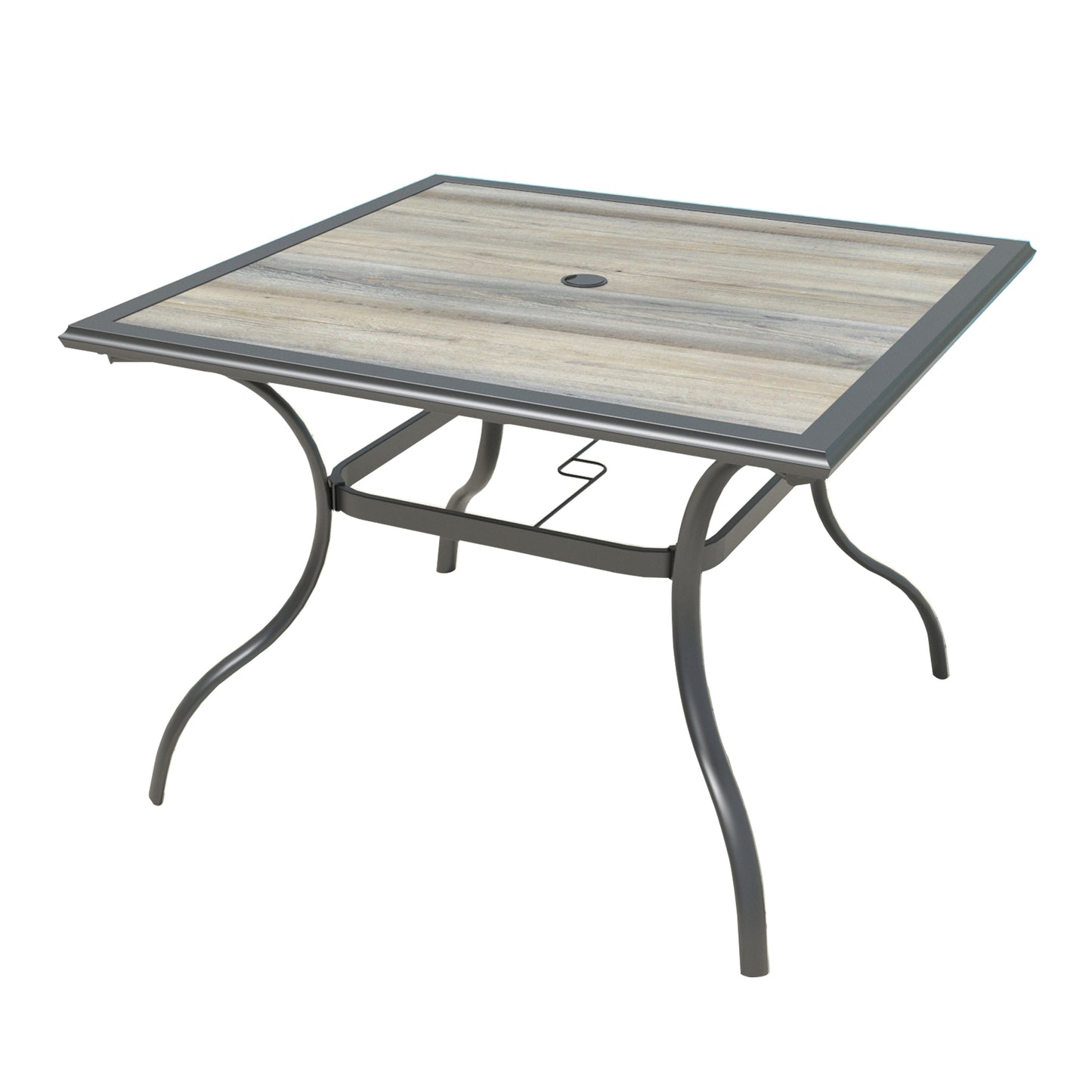 37" PVC Square Patio Dining Table with Umbrella Hole