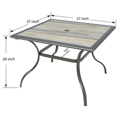37" PVC Square Patio Dining Table with Umbrella Hole