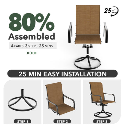 Patio Classic Swivel Chairs and 58" Round Table Set of 7