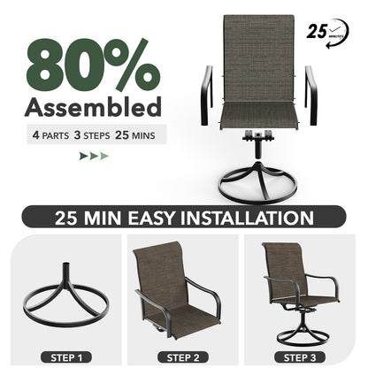 Patio Classic Swivel Chairs and 58" Round Table Set of 7