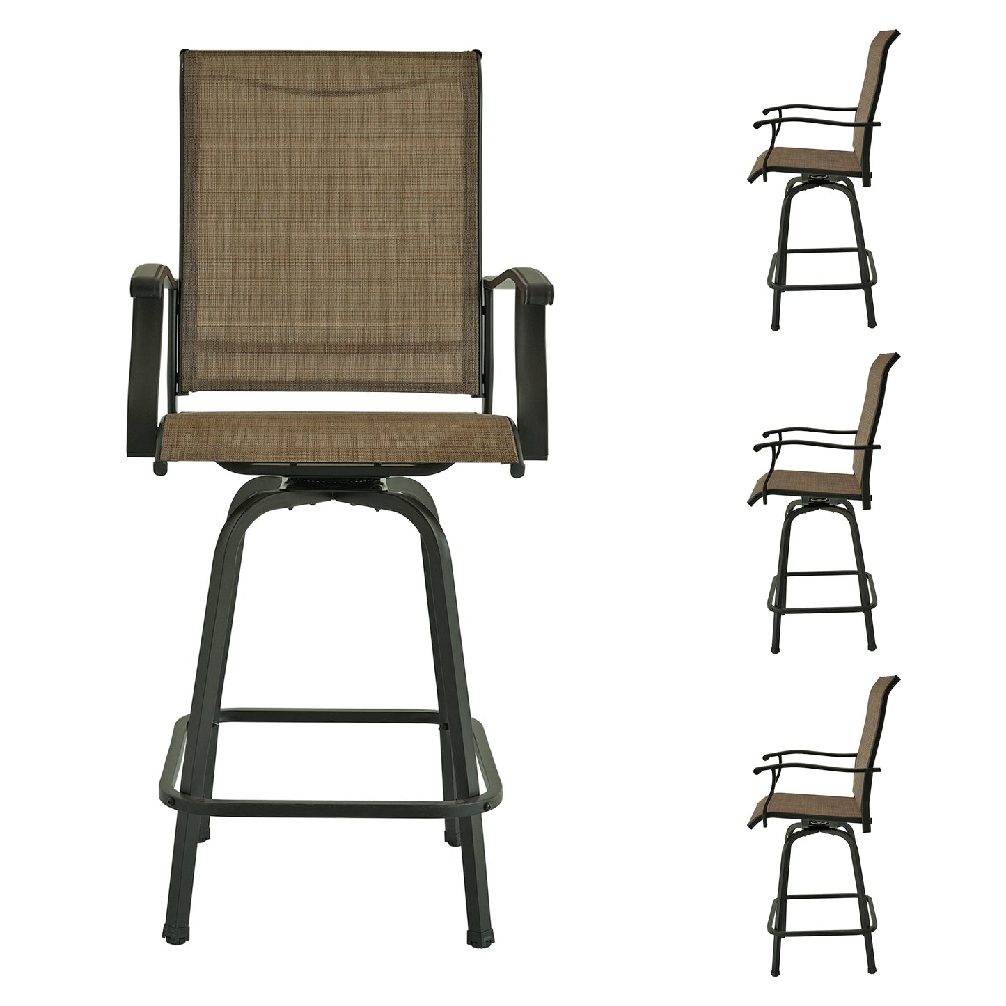 Sling Patio Swivel Bar Chairs Set