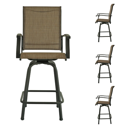Sling Patio Swivel Bar Chairs Set