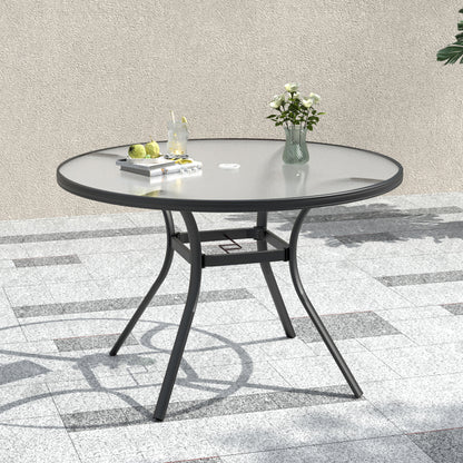 40 inch Round Glass Patio Dining Table with Umbrella Hole