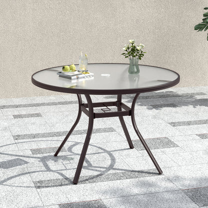 40 inch Round Glass Patio Dining Table with Umbrella Hole