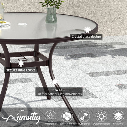 40 inch Round Glass Patio Dining Table with Umbrella Hole