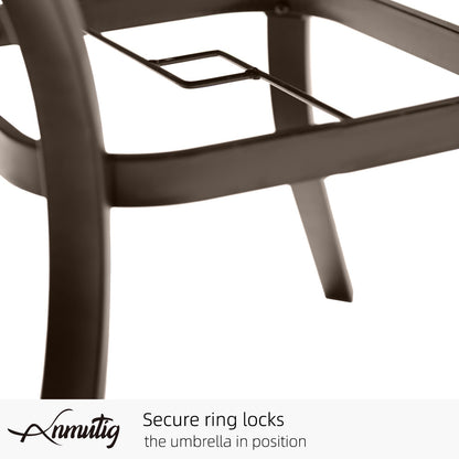 40 inch Round Glass Patio Dining Table with Umbrella Hole