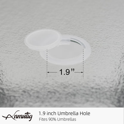 Mesa de comedor redonda de cristal de 40 pulgadas para patio con orificio para sombrilla 