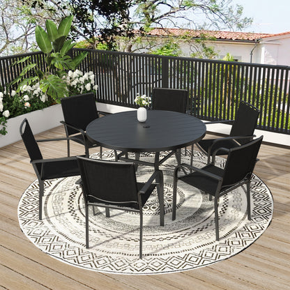 Patio 48" Round Table and Stackable Chairs Set of 7