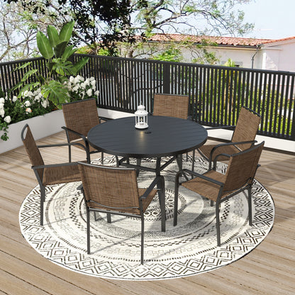 Patio 48" Round Table and Stackable Chairs Set of 7