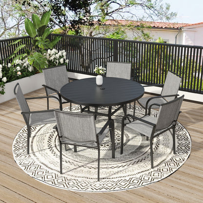 Patio 48" Round Table and Stackable Chairs Set of 7
