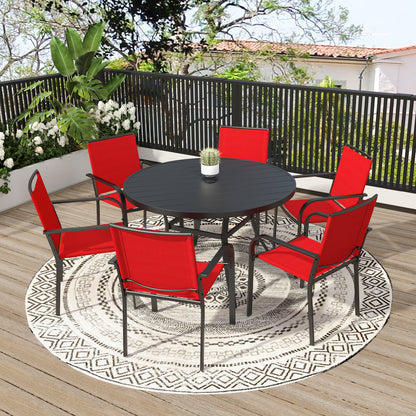 Patio 48" Round Table and Stackable Chairs Set of 7