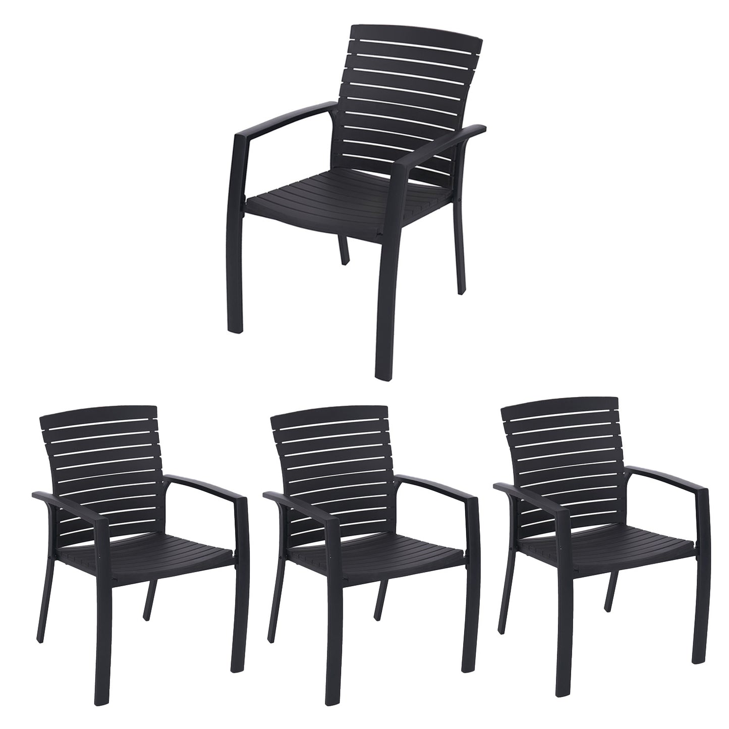 Aluminum and Resin Stackable Patio Dining Chairs