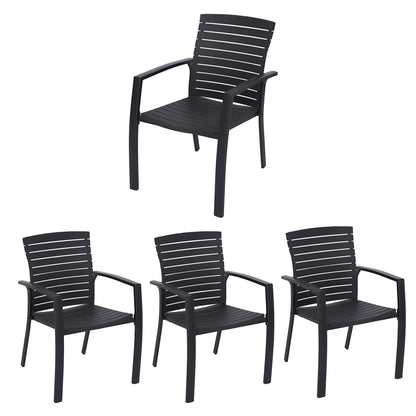 Aluminum and Resin Stackable Patio Dining Chairs