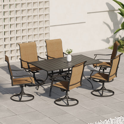 Patio Retro Swivel Chairs and 63" x 38" Rectangle Table Set of 7