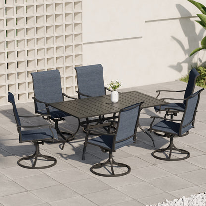 Swivel Patio Dining Chairs with Retro Arm