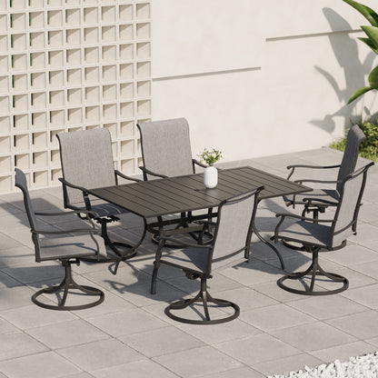 Swivel Patio Dining Chairs with Retro Arm