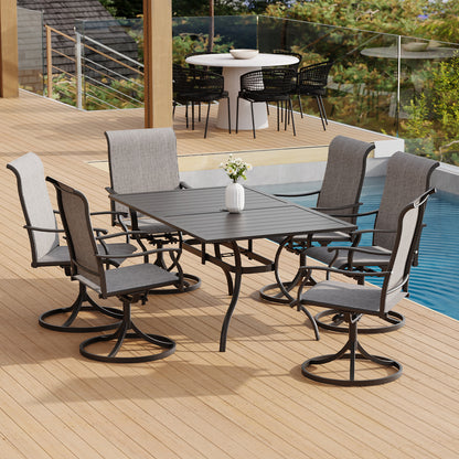Swivel Patio Dining Chairs with Retro Arm