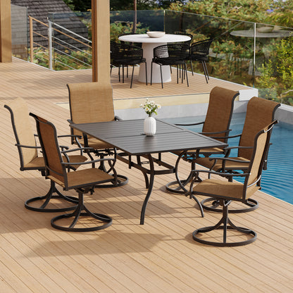 Swivel Patio Dining Chairs with Retro Arm