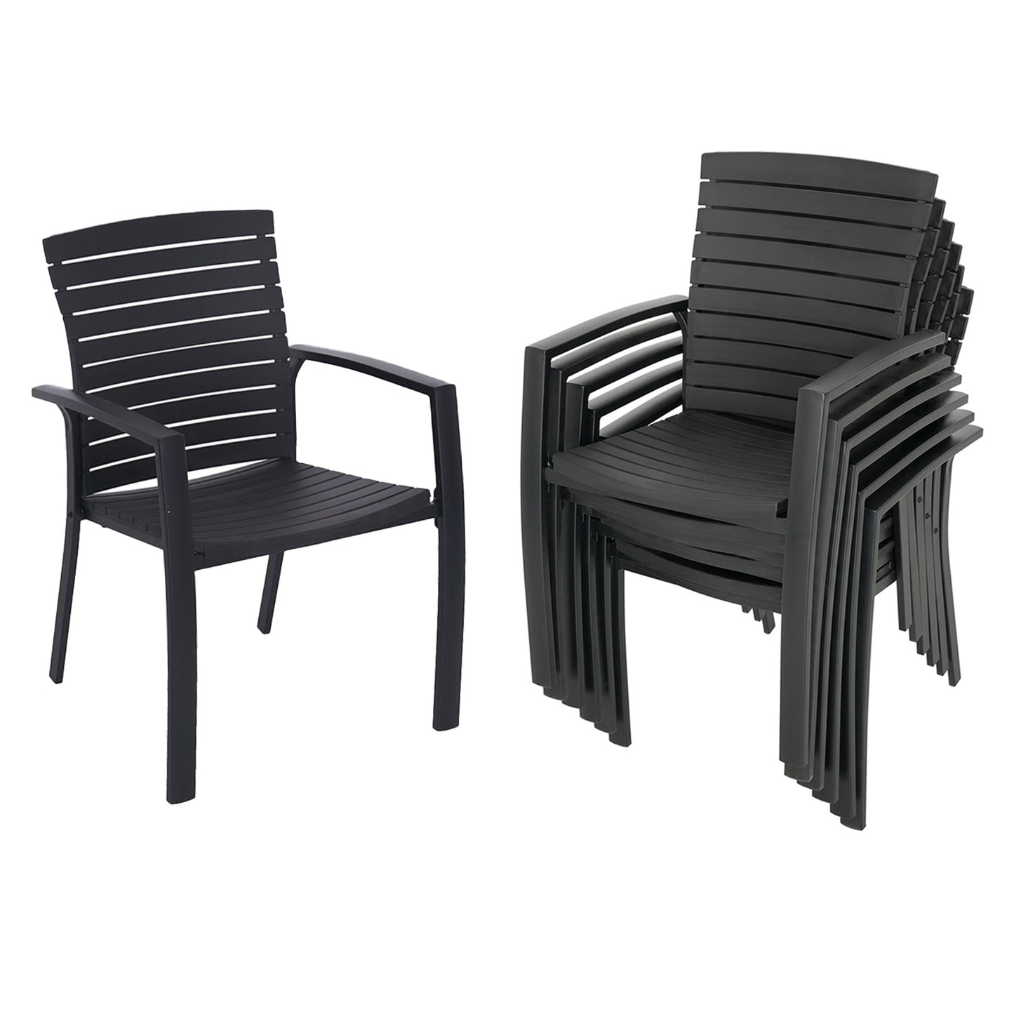 Aluminum and Resin Stackable Patio Dining Chairs