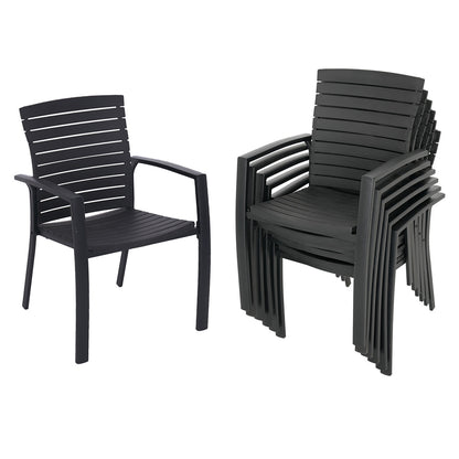 Aluminum and Resin Stackable Patio Dining Chairs