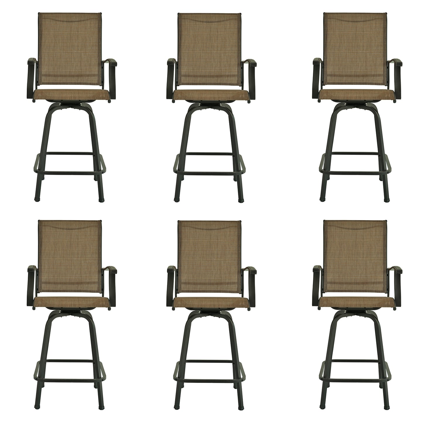 Sling Patio Swivel Bar Chairs Set