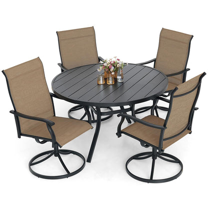Patio Retro Swivel Chairs and 48" Round Table Set of 5
