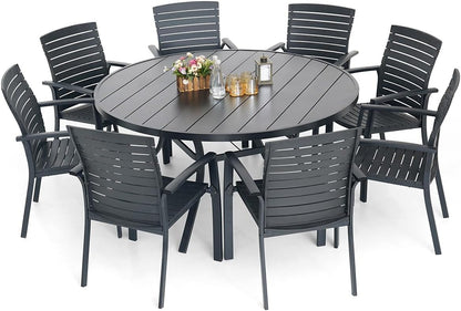 58 inch Round Patio Dining Table with Umbrella Hole