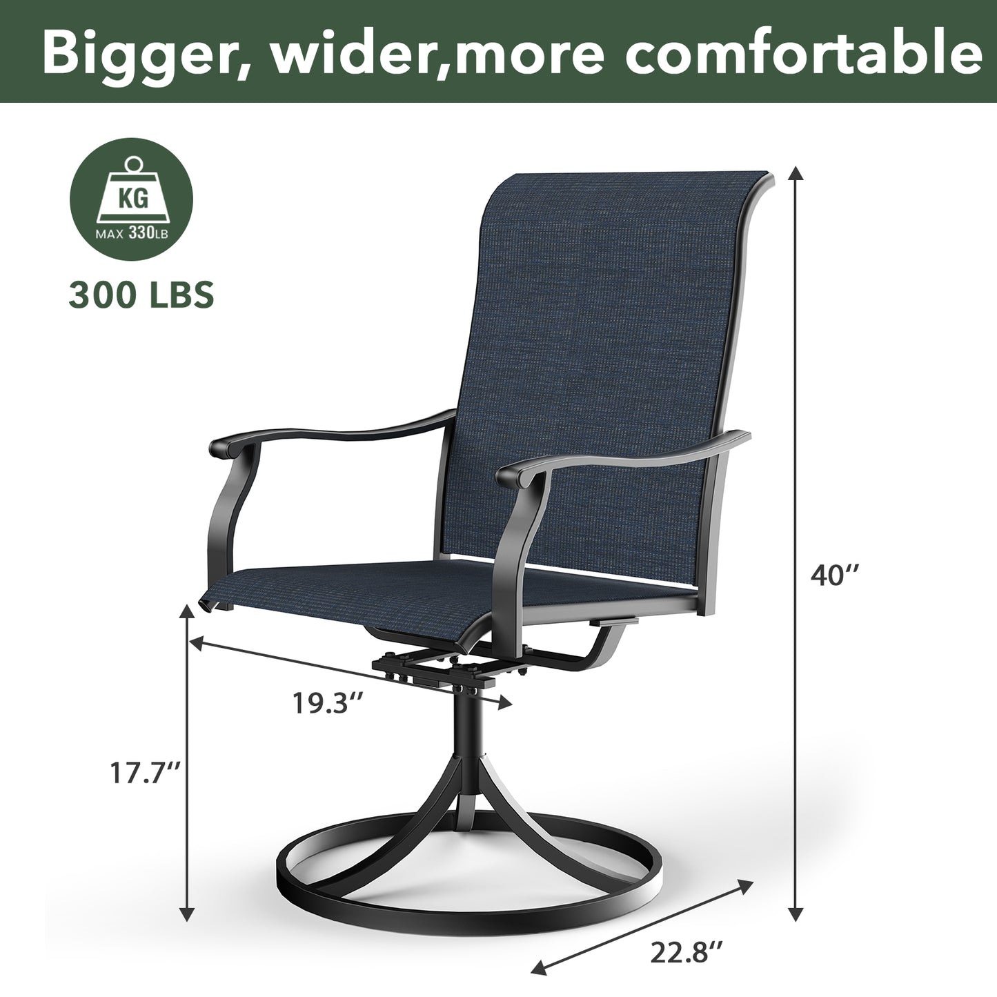 Swivel Patio Dining Chairs with Retro Arm