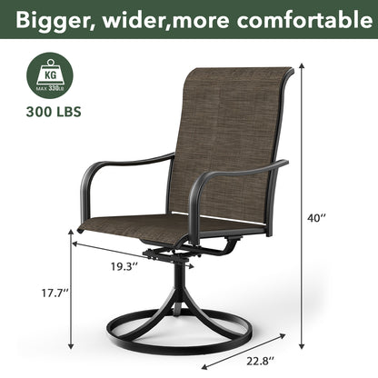 Swivel Patio Dining Chairs with Classic Arm