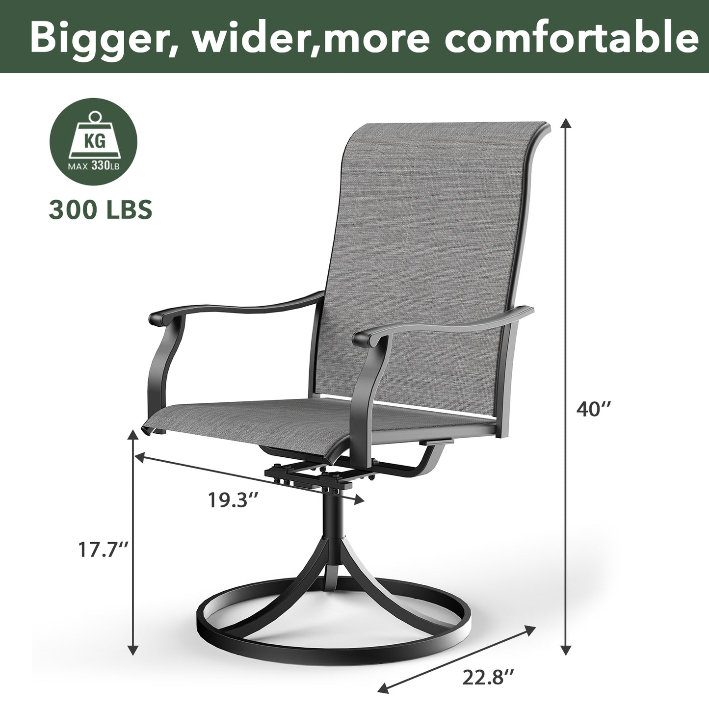 Swivel Patio Dining Chairs with Retro Arm