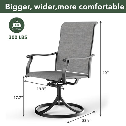 Swivel Patio Dining Chairs with Retro Arm