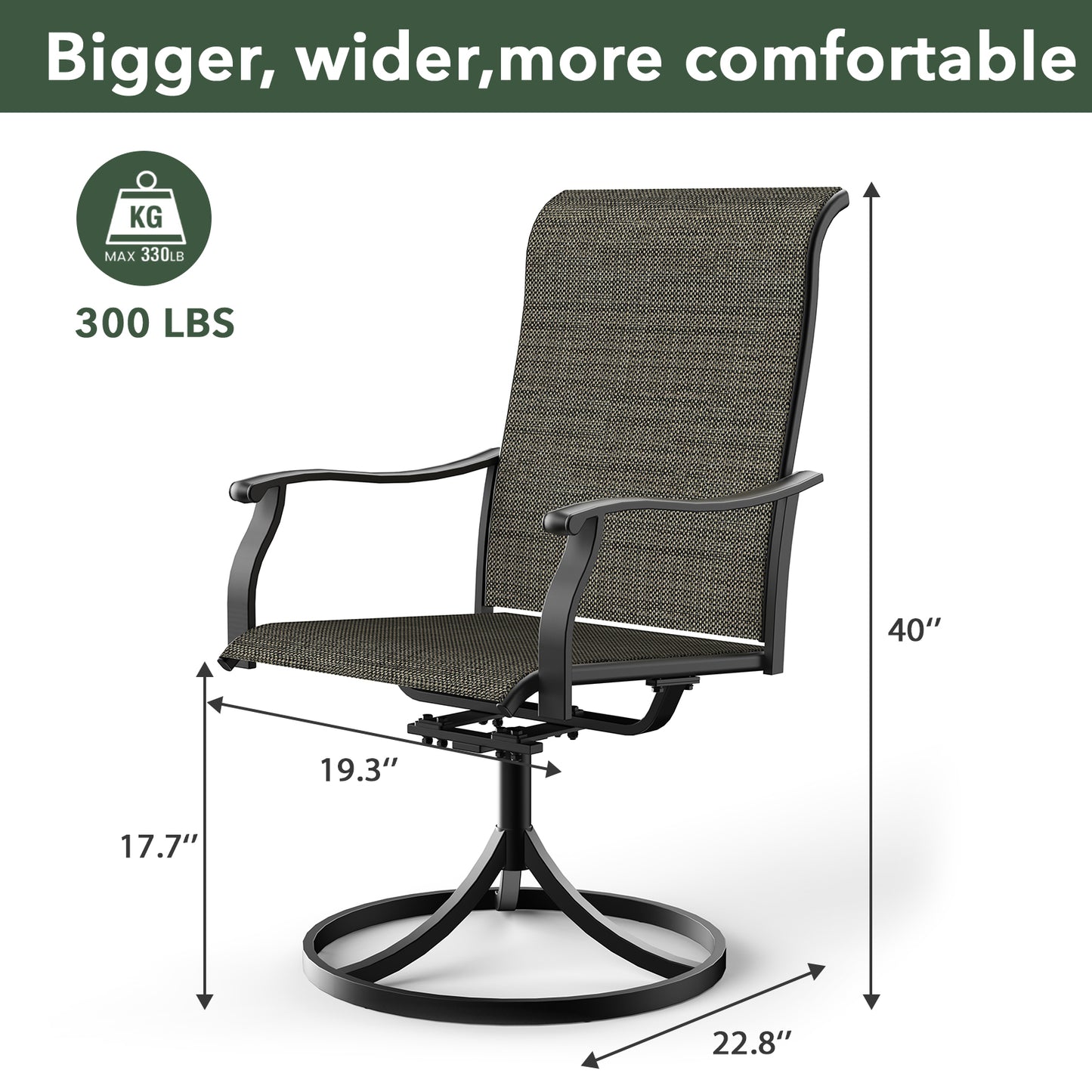 Swivel Patio Dining Chairs with Retro Arm